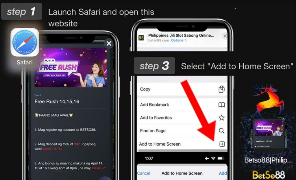 BETSO88 IOS USERS app homescreen