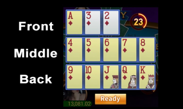 front back middle poker hands