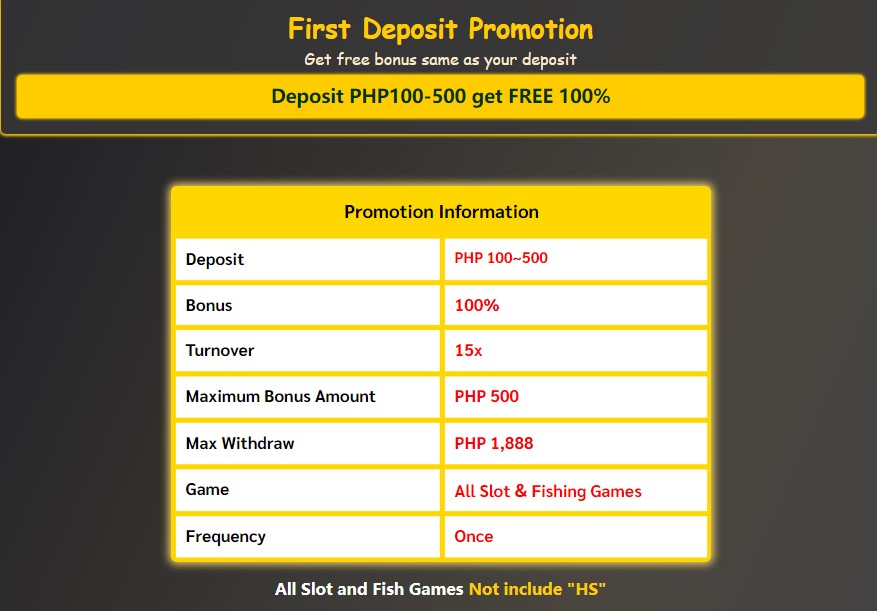 First deposit promotion details