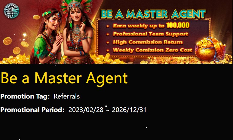 Be Master agent at Milyon88