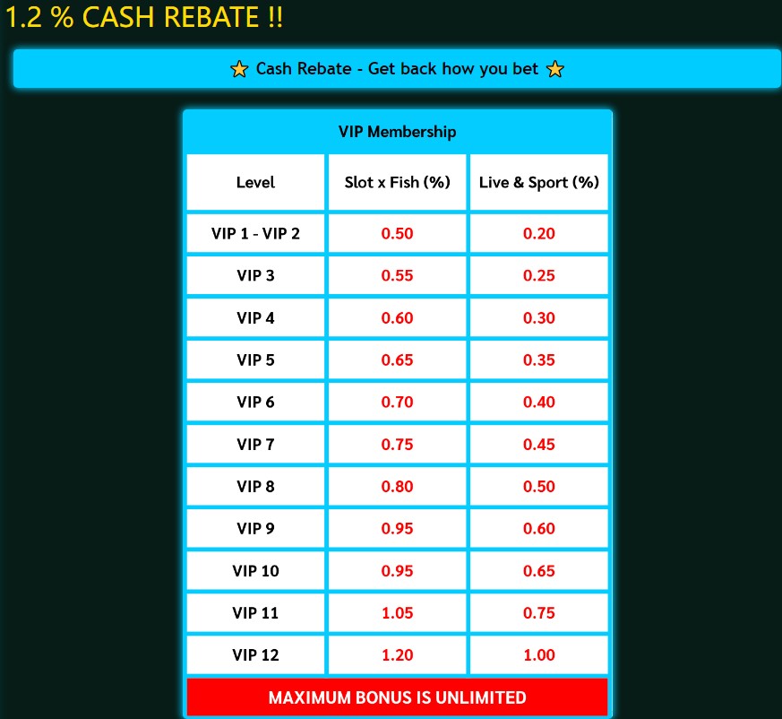 cash rebate 1.2 %