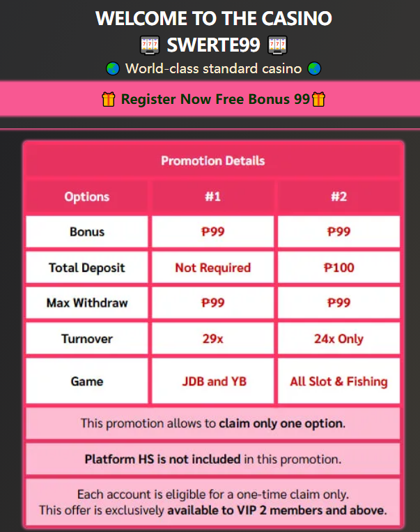 Swerte99 no deposit bonus
