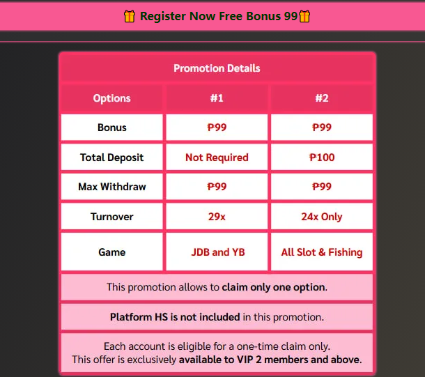 New member register free bonus