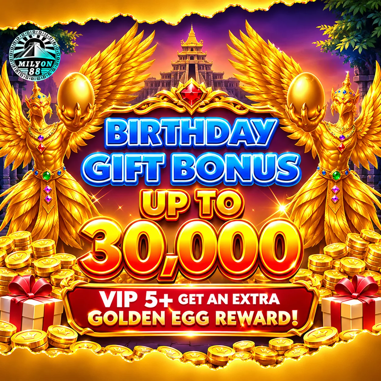 birthday bonus and golden egg promo at MIlyon88