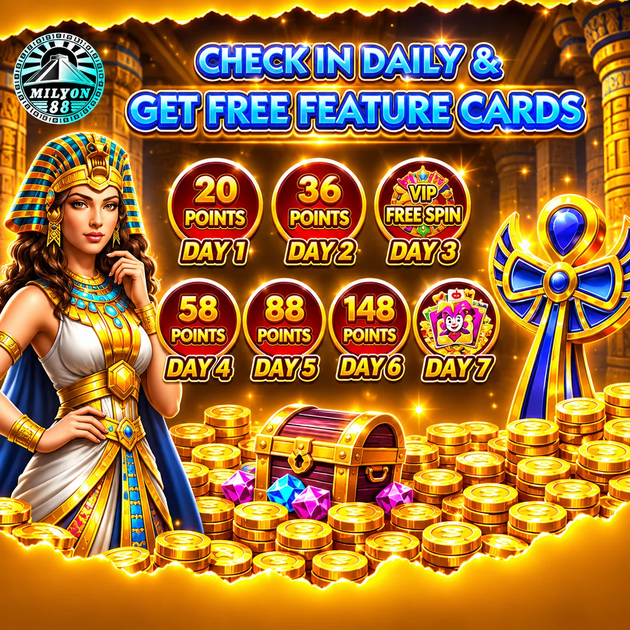 daily check in free feature cards promo